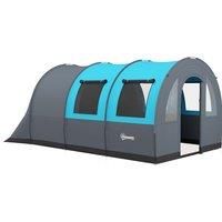 Outsunny 3000mm Waterproof Camping Tent, 5-6 Man Family Tent with Living and Bedroom, Carry Bag Included, Grey and Blue