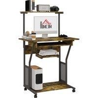 Mobile Computer Desk Industrial Study Table w/ Storage Shelves for Home Office