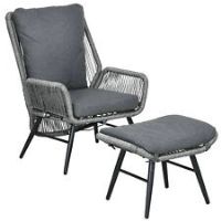 Outsunny Garden Rattan Leisure Chair Set with Adjustable Backrest, Grey