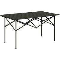 Outsunny Portable Folding Camping Table W Roll Up Aluminium Top Carry Bag Black