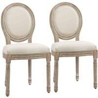 Homcom French-style Dining Chairs Set Of 2 With Linen Upholstery Backrest