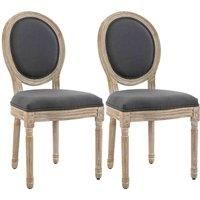 Homcom French-style Dining Chairs Set Of 2 With Linen Upholstery Backrest