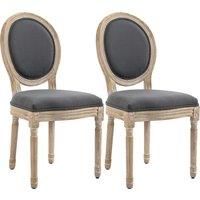 HOMCOM Dining Chairs Set of 2, French-Style Kitchen Chairs, Armless Accent Chairs with Backrest and Linen-Touch Upholstery, Grey
