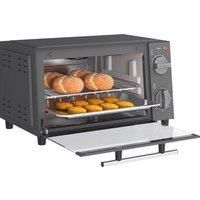 HOMCOM Mini Oven, 9L Countertop Electric Grill, Toaster Oven with Adjustable Temperature, Timer, Baking Tray and Wire Rack, 750W, Grey