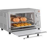 HOMCOM Mini Oven, 9L Countertop Electric Grill, Toaster Oven with Adjustable Temperature, Timer, Baking Tray and Wire Rack, 750W, Silver