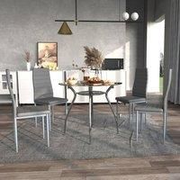 Homcom Round Dining Table Set For 4 W Chairs Ands Cushions