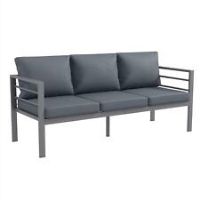 Outsunny 3-Seater Aluminium Garden Bench w/ Cushions, Backrest & Armrest, Grey