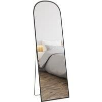 HOMCOM Full Length Mirror, 162x50cm Arched Free Standing Floor Mirror with Aluminium Alloy Frame, Hanging or Leaning for Living Room, Bedroom, Black Frame