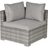 Outsunny PE Rattan Wicker Corner Sofa Garden Furniture Single Sofa Chair w/ Cushions, Grey
