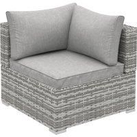 Outsunny PE Rattan Wicker Corner Sofa Garden Furniture Single Sofa Chair w/ Cushions, Grey