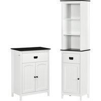 Bathroom Furniture Set with Drawer and Shelves, White