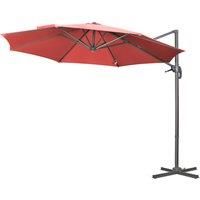 Outsunny 3 x 3(m) Cantilever Parasol with Cross Base Crank Handle - Wine Red