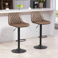 Homcom Bar Stools Set Of 2 Bar Chairs 360 Swivel Brown