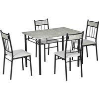 Homcom 5 Pieces Dining Room Sets Kitchen Table And Chairs Set 4 With Marble Top