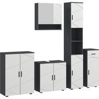 kleankin 5-Piece Bathroom Furniture Set, Bathroom Storage Cabinet with Doors and Shelves, Tall and Small Floor Cabinets, Wall-mounted Mirror Cabinet, Under Sink Cabinet, Grey