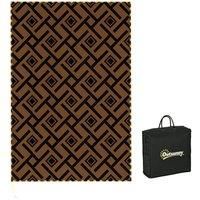 Outsunny Reversible Outdoor Rug with LED String Lights, Waterproof Plastic Straw Mat with Carry Bag for Garden, Deck, RV, Picnic, Beach, Camping, 182 x 274cm, Brown and Black