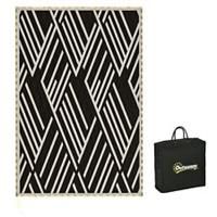 Outsunny Waterproof Outdoor Rug W/ LED String Light, 182 x 274cm, Black & Coffee