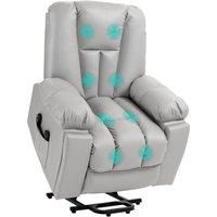 HOMCOM Lift Chair, Quick Assembly, Riser and Recliner Chair with Vibration Massage, Heat, Light Grey