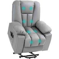 HOMCOM Riser and Recliner Chair for the Elderly, Quick Assembly, Lift Chair with Vibration Massage, Remote Control, Side Pockets, Pocket Spring, Cup Holder, Charcoal Grey