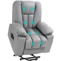 HOMCOM Lift Chair, Quick Assembly, Riser and Recliner Chair with Vibration Massage, Heat, Charcoal Grey