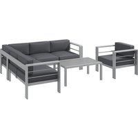 Outsunny Five-Piece Aluminium Garden Sofa Set, with Glass-Top Table - Grey