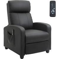 HOMCOM Recliner Sofa Chair PU Leather Massage Armcair w/ Footrest and Remote Control for Living Room, Bedroom, Home Theater, Black