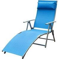Sun Lounger Recliner Foldable Lounge Chair with Pillow Adjustable Backrest