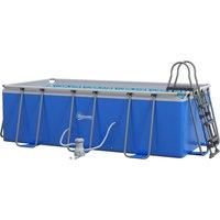 Outsunny 207 x 400cm Five-Person Above Ground Swimming Pool, with Ladder - Blue