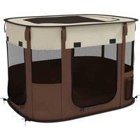 PawHut Dog Pen, Pet Playpen, Portable Foldable Dog Cat Playpen with Storage Bag for Puppies, Rabbits, Kittens, Guinea Pigs, 84 x 64 x 53cm - Brown