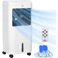HOMCOM Portable Air Cooler with 15 Litre Water Tank, Oscillation, LED Display, Remote Control, 7.5 Hour Timer, Evaporative Air Cooler Fan with 3 Speeds, 3 Modes, Ice Packs, for Home Office