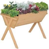 Outsunny Wooden Planter Raised Bed Container Garden Plant Stand Vegetable Flower Box with Liner 100 L x 70 W x 80 H cm