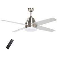 HOMCOM Ceiling Fan with LED Light, Flush Mount Ceiling Fan Lights with Reversible Blades, Remote, Silver and Black