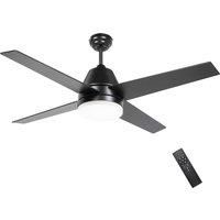 HOMCOM Ceiling Fan with LED Light, Flush Mount Ceiling Fan Lights with Reversible Blades, Remote, Black and Walnut Brown