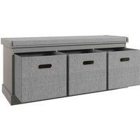HOMCOM Shoe Bench with 3 Fabric Baskets, Shoe Storage Bench with Seat Cushion, Shoe Cabinet for Entryway, Hallway, Living Room, Bedroom, Grey