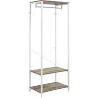 HOMCOM Hallway Coat Rack and Shoe Bench Tree - Grey