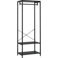 HOMCOM Hallway Coat Rack and Shoe Bench Tree - Black