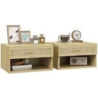 Homcom Floating Nightstands Set Of 2 With Drawer And Shelf