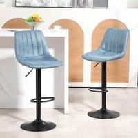 Homcom Set Of 2 Microfibre Retro Tub Bar Stools - Blue