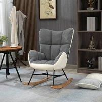 Homcom Rocking Chair Upholstered Wingback Armchair Grey