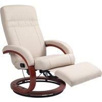HOMCOM Swivel Recliner Chair with Extended Footrest, Manual Reclining Armchair with Wood Base for Living Room, Bedroom, Beige