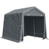 Outsunny Garden Storage Tent, Heavy Duty Bike Shed, Patio Storage Shelter w/ Metal Frame and Double Zipper Doors, 2.8m x 2.4m x 2.4m, Dark Grey