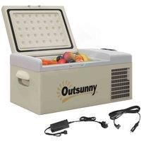Outsunny 16L Car Refrigerator Fridge Freezer - Khaki