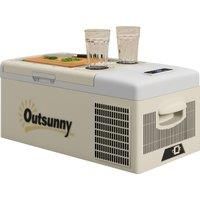 Outsunny 16L Car Fridge Freezer, Portable Car Refrigerator with 12V/24V DC and 100-240V AC, Khaki