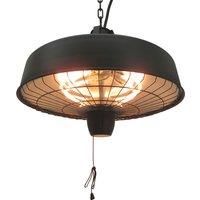 Outsunny Adjustable Power 1000/2500W Infrared Halogen Electric Light Heater, Ceiling Hanging Mount -Black