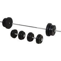 HOMCOM 65kg Adjustable Barbell Weights Set, 2 in 1 Dumbbells and Barbell Set w/ Knurled Bar, Free Weights Training Equipment for Gym Aosom UK