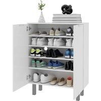 HOMCOM Narrow Shoe Storage Cabinet with Soft-Close Hinges and Adjustable Shelves for 15-20 Pairs of Shoes, High Gloss