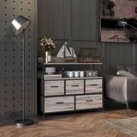 Homcom Bedroom Chest Of Drawers 5 Drawer W Shelves Grey