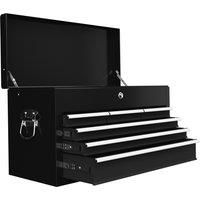 HOMCOM 6 Drawer Tool Chest, Lockable Metal Tool Box with Top Case, Ball Bearing Runners, Portable Toolbox, 600mm x 260mm x 340mm, Black