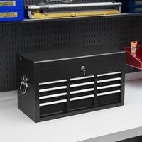 HOMCOM 6 Drawer Tool Chest, Lockable Metal Tool Box with Top Case, Ball Bearing Runners, Portable Toolbox, 600mm x 260mm x 340mm, Red