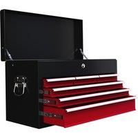 HOMCOM 6 Drawer Tool Chest, Lockable Metal Tool Box with Top Case, Ball Bearing Runners, Portable Toolbox, 600mm x 260mm x 340mm, Red